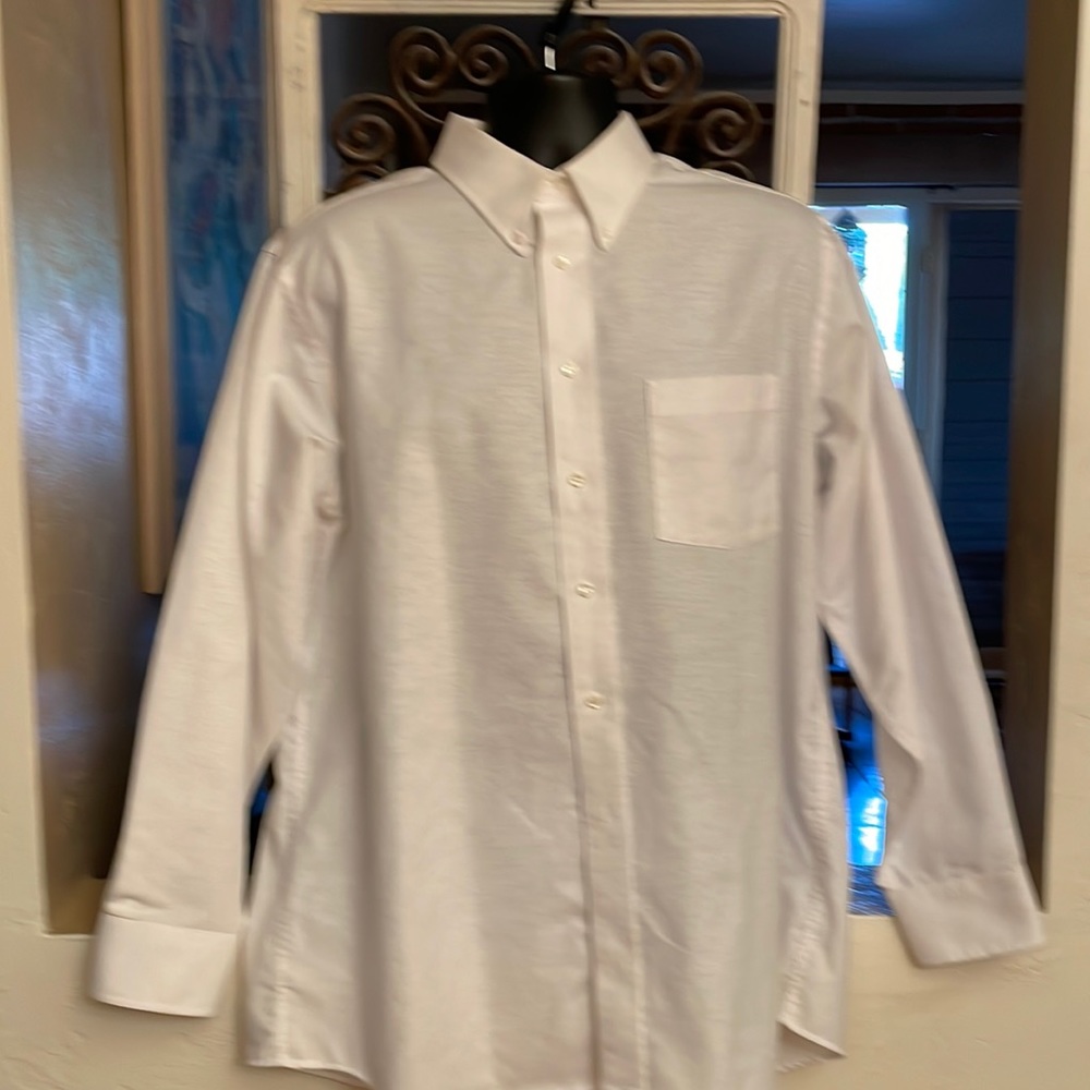 Claybrooke Wrinkle Free Mens White Dress Shirt Size 17/34/35